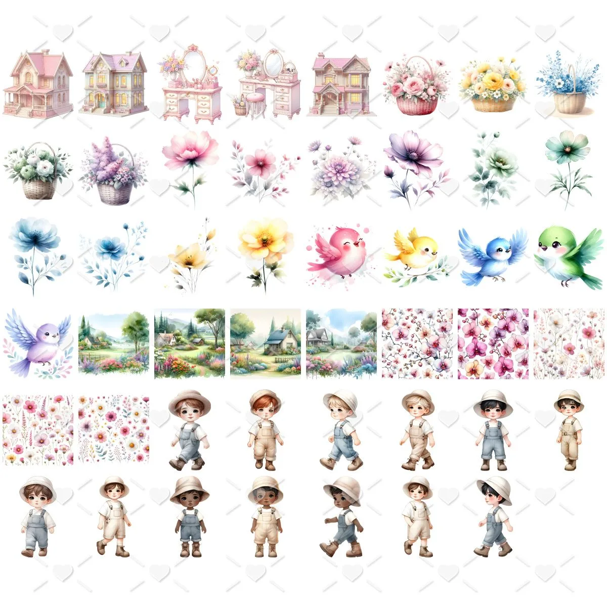 Kit Digital Casinha de Bonecas Sarah Kay 3D Ilustrações Png
