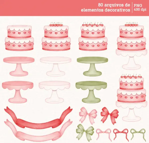 Kit Digital Cerejas Aquarela Para Encadernacao E Scrapbook 4