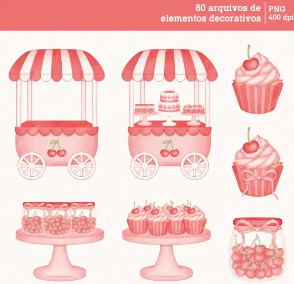 Kit Digital Cerejas Aquarela Para Encadernacao E Scrapbook 5