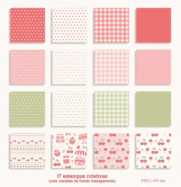 Kit Digital Cerejas Aquarela Para Encadernacao E Scrapbook