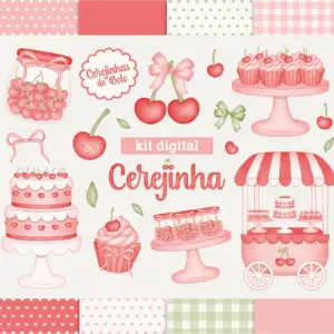 Kit Digital Cerejas Aquarela Para Encadernacao E Scrapbook 7