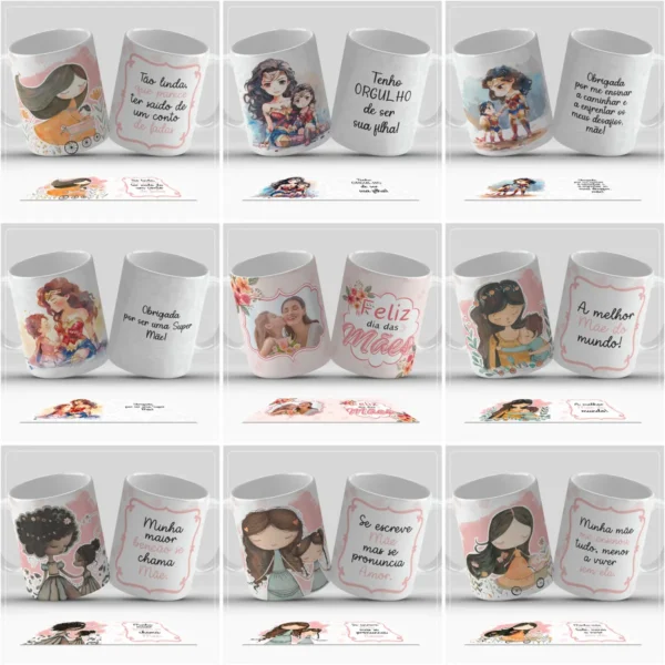 Kit Digital de Arte para Canecas - Especial Dia das Mães