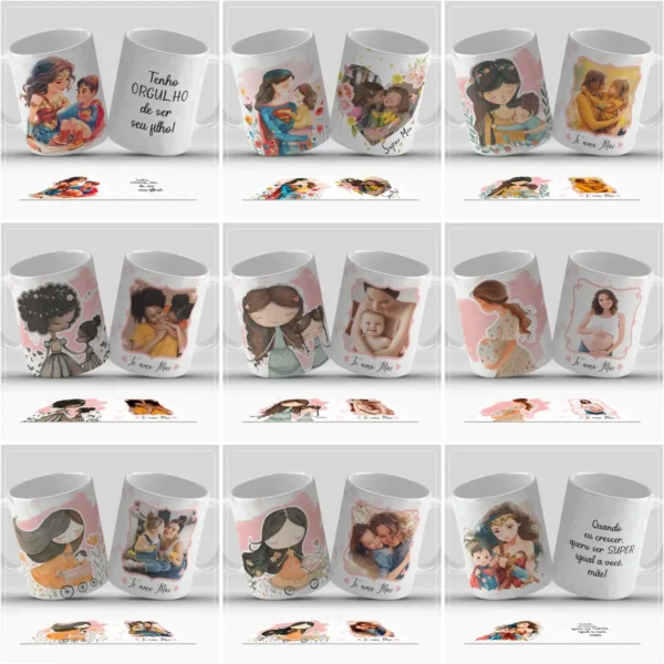 Kit Digital de Arte para Canecas - Especial Dia das Mães