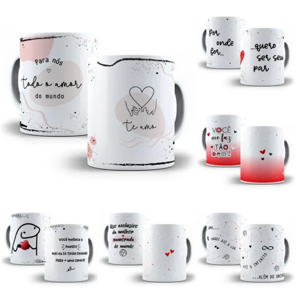 Kit Digital de Estampas para Canecas de Namorados