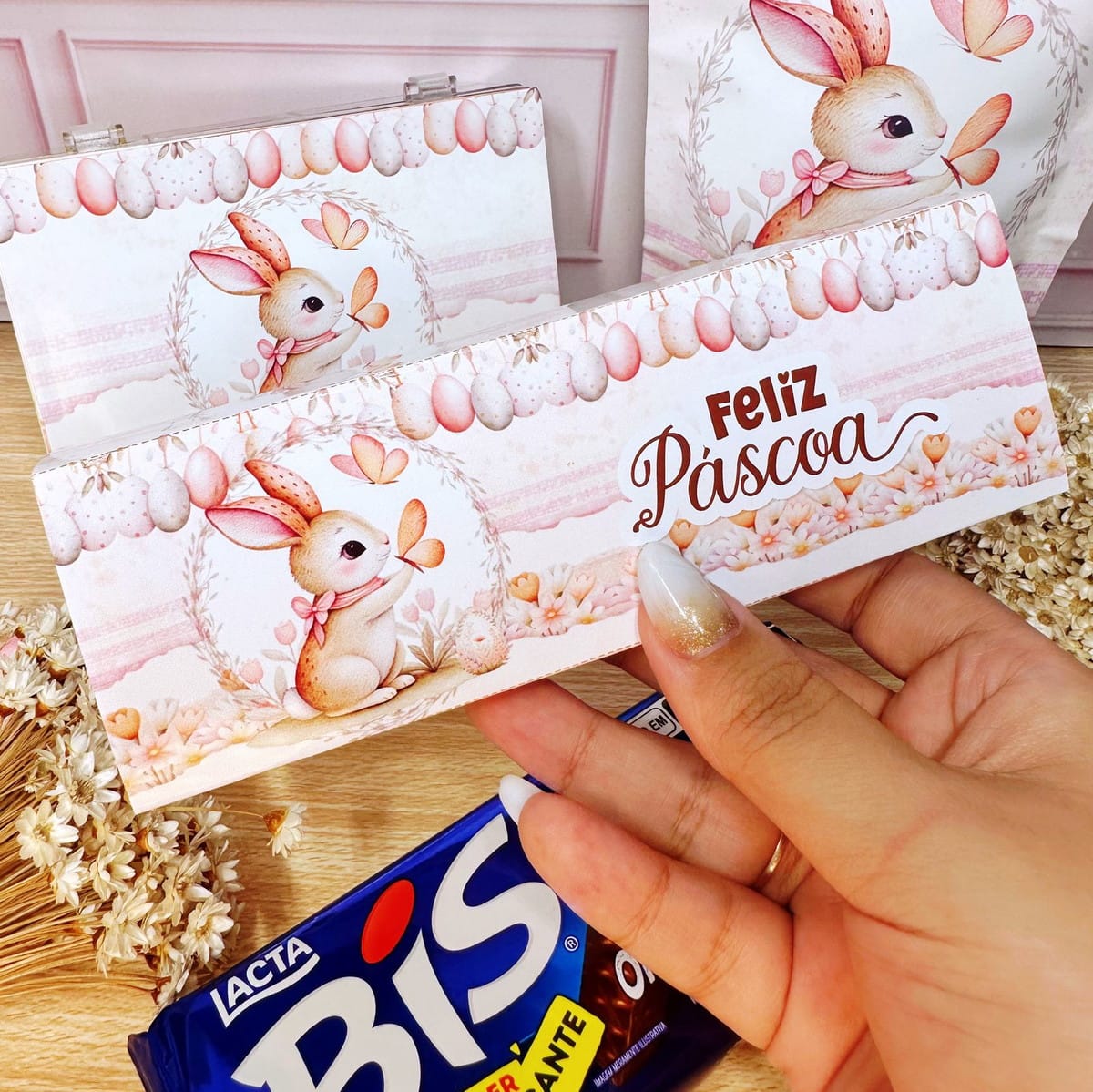 Kit Digital de Páscoa em Aquarela com Coelhinhos 3 Mimos De Pascoa Fofa Arquivo Digital 3