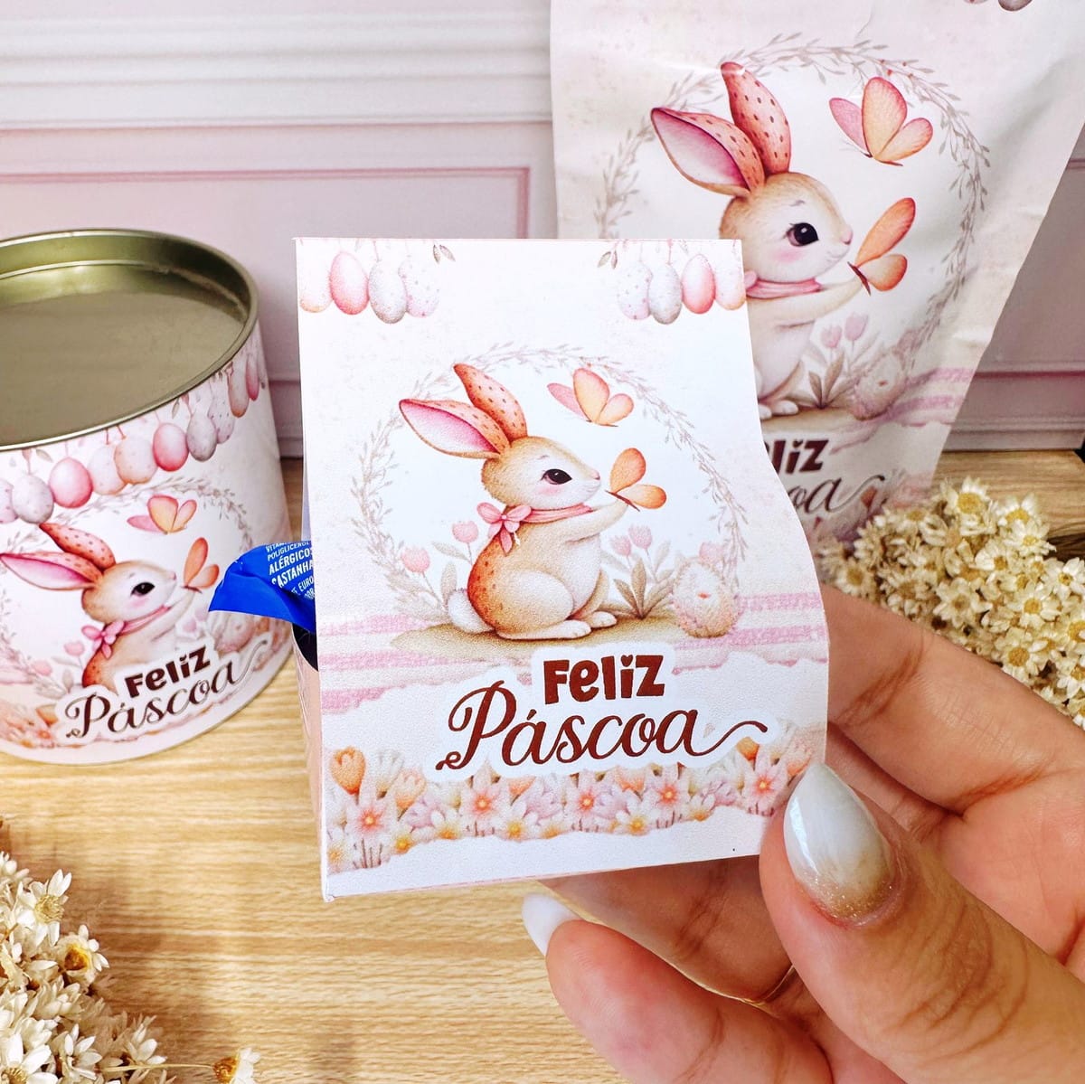 Kit Digital de Páscoa em Aquarela com Coelhinhos 5 Mimos De Pascoa Fofa Arquivo Digital 5