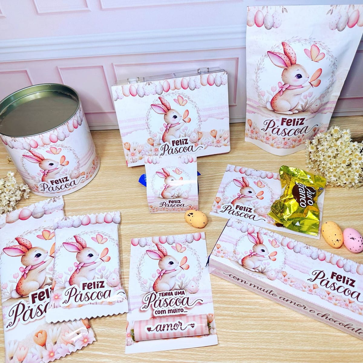 Kit Digital de Páscoa em Aquarela com Coelhinhos 1 Mimos De Pascoa Fofa Arquivo Digital