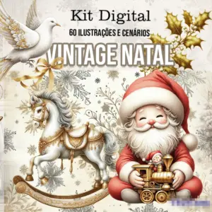 Kit Digital Decoracoes Natalinas Vintage em PNG