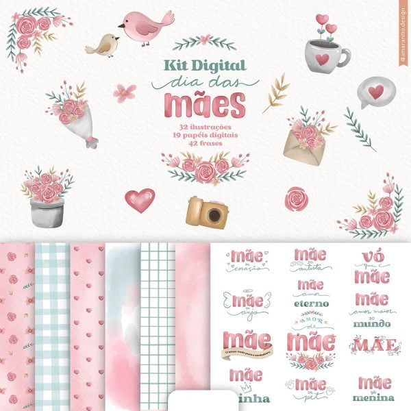 Kit Digital Dia das Mães Arquivos Para Criar Personalizados