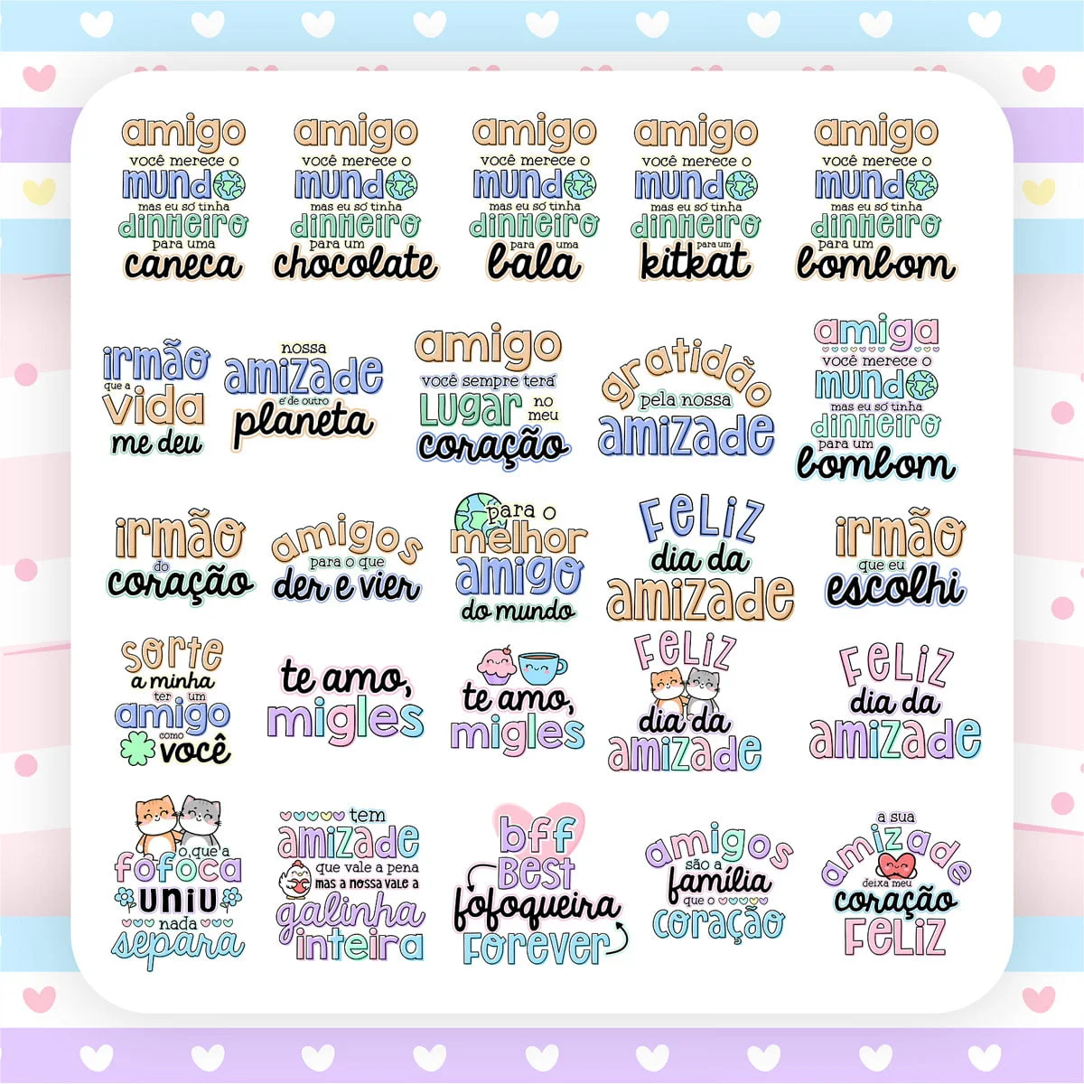 Kit Digital Dia do Amigo Personalizados Frases Tags Balinha 4 Kit Digital Dia do Amigo Personalizados Frases Tags Balinha