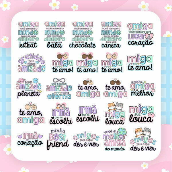 Kit Digital Dia do Amigo Personalizados Frases Tags Balinha