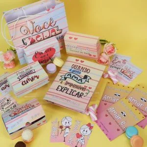 Kit Digital Dia dos Namorados Álbum Caixinha Sacolinha Cards