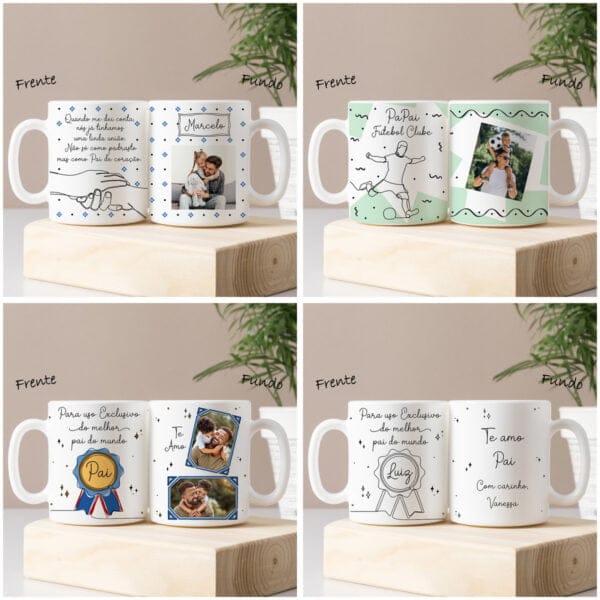 Kit Digital Dia dos Pais Em Linhas Estampas Caneca Camisa
