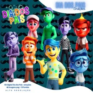 Kit Digital Dia dos Pais Emoções Ilustrações Divertidamente