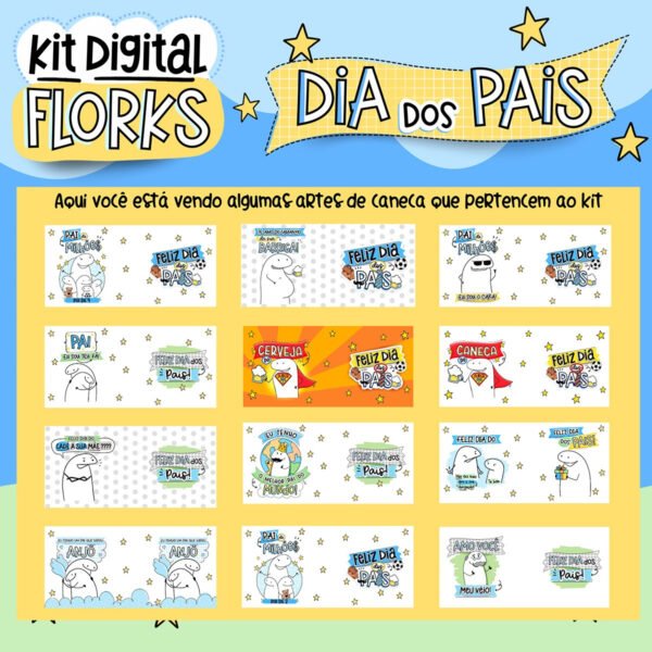 Kit Digital Dia dos Pais Flork Artes Caneca Frases Png