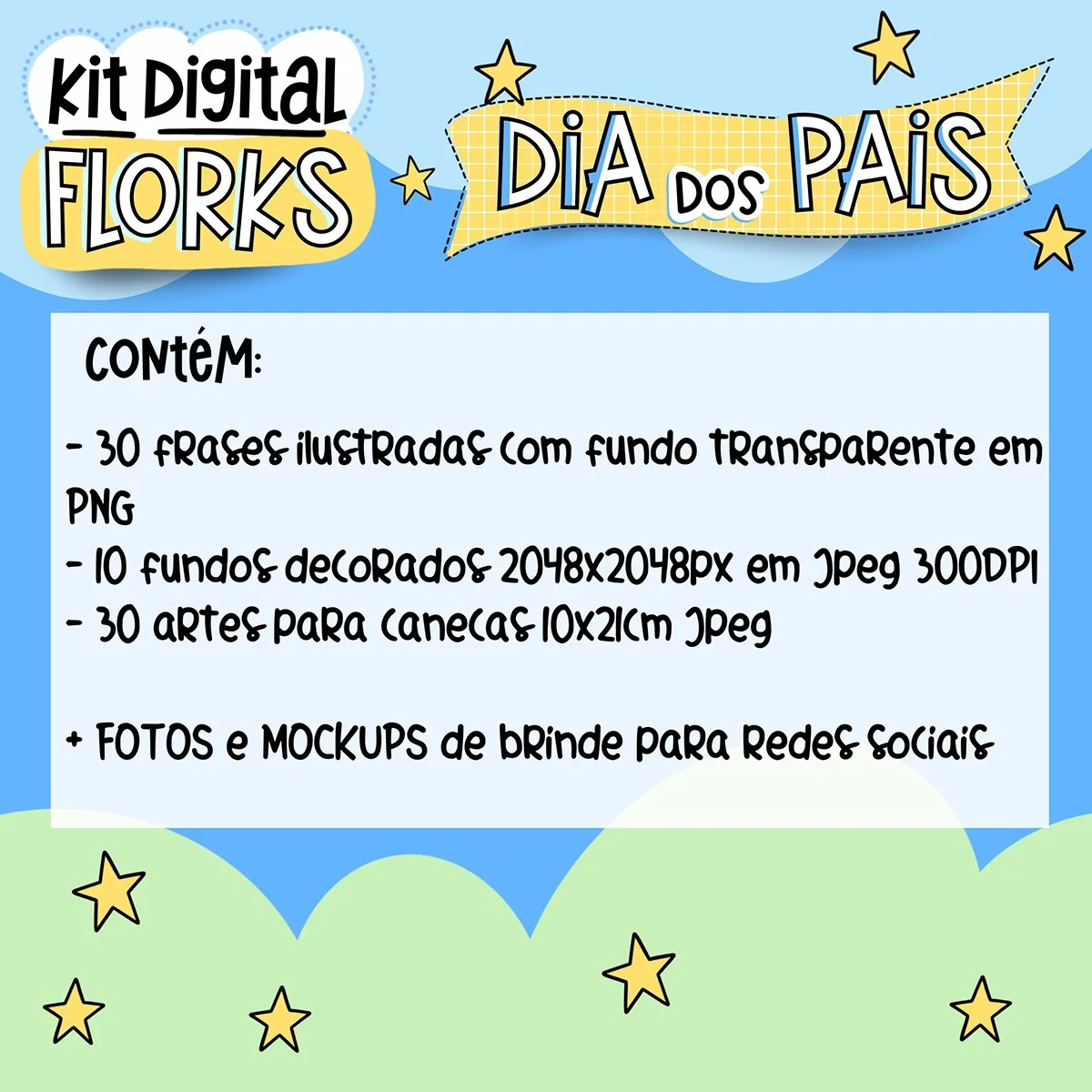 Kit Digital Dia dos Pais Flork Artes Caneca Frases Png