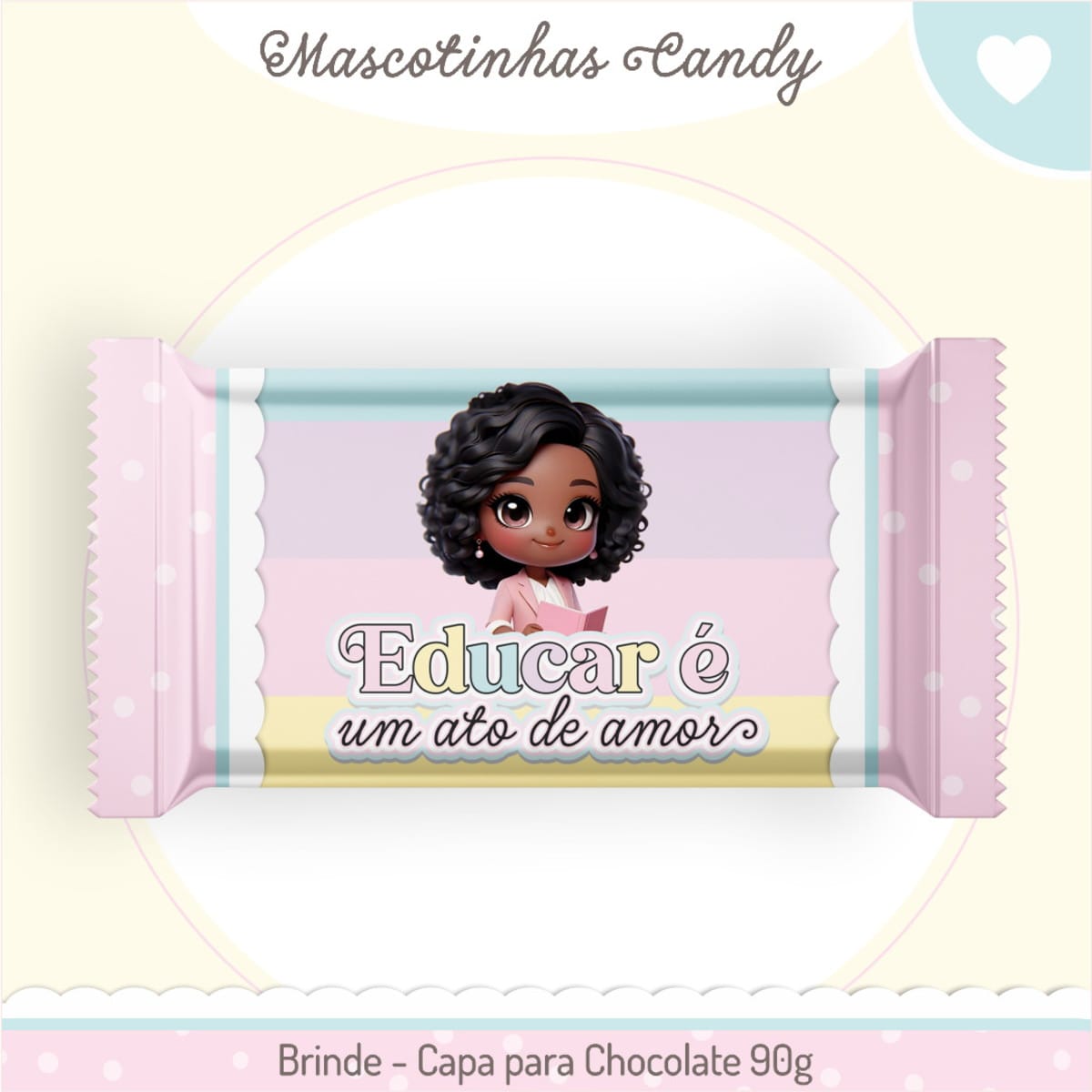 Kit Digital Dia dos Professores 2025 com Planners e Cadernos 2 Capa de chocolate personalizada com ilustração de menina e frase em tons pastéis