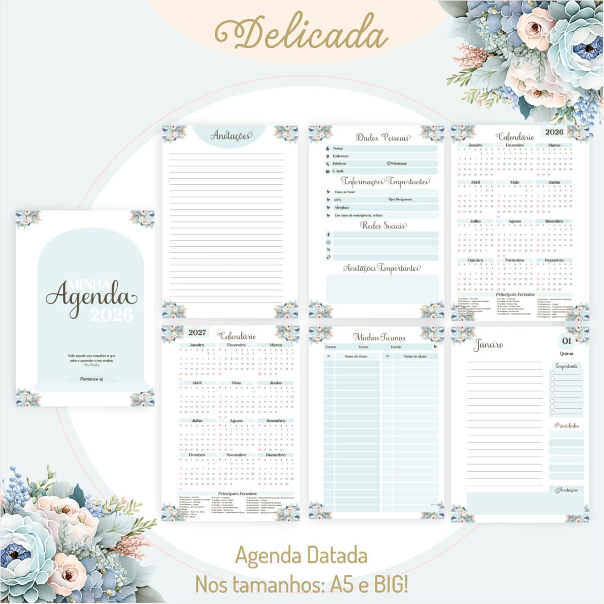 Kit Digital Dia dos Professores floral para personalizar 2 Kit Digital Dia dos Professores floral para personalizar - Imagem 2