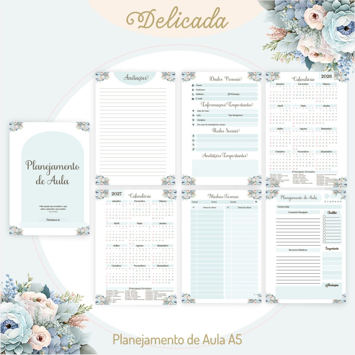 Kit Digital Dia dos Professores floral para personalizar 5 Kit Digital Dia dos Professores floral para personalizar - Imagem 5
