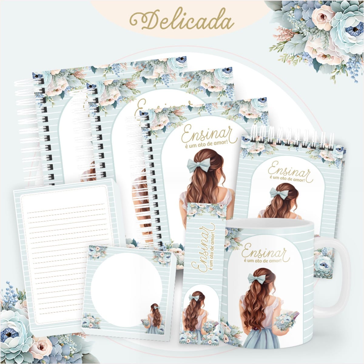 Kit Digital Dia dos Professores floral para personalizar 1 Kit Digital Dia dos Professores floral para personalizar