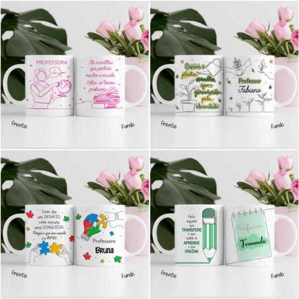 Kit Digital Dia dos Professores Em Linhas Estampas Caneca