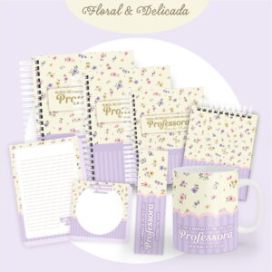 kit digital dia dos professores floral com agenda e planner
