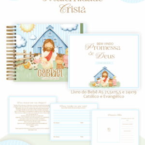 kit digital encadernacao bebe menino fazendinha com jesus