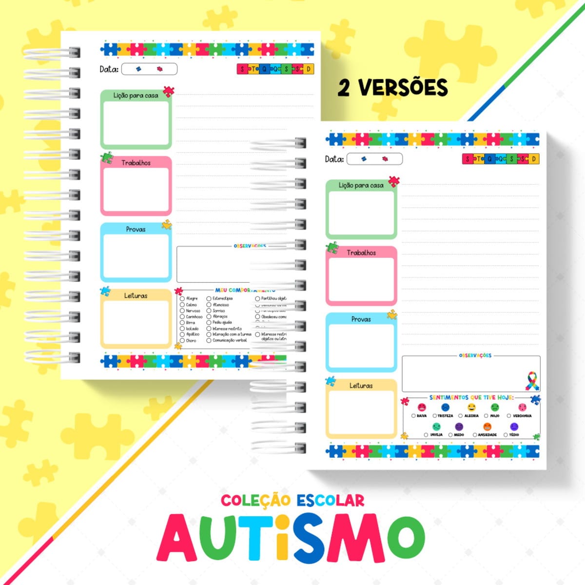 Kit Digital Escolar Autismo para Encadernação 2 Colecao Escolar Autismo Arquivos Encadernacao 2