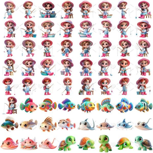 Kit Digital Eu Amo Pescar 3d Cute Fofo Ilustracoes Png 2