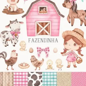 Kit Digital Fazenda Rosa Para Sublimacao E Craft Png 2