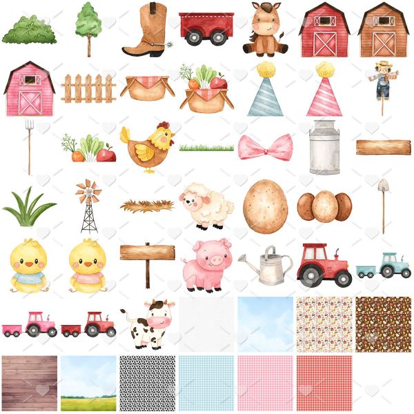 Kit Digital Fazendinha Png Ilustracoes E Fundos Aquarelados 5