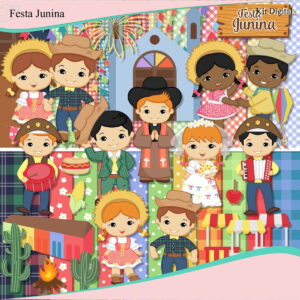 kit digital festa junina elementos e papeis