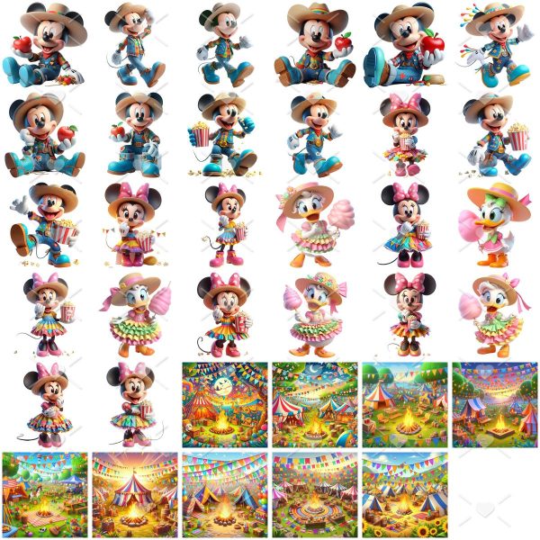 Kit Digital Festa Junina Mickey 3D Cute Fofo Ilustrações Png