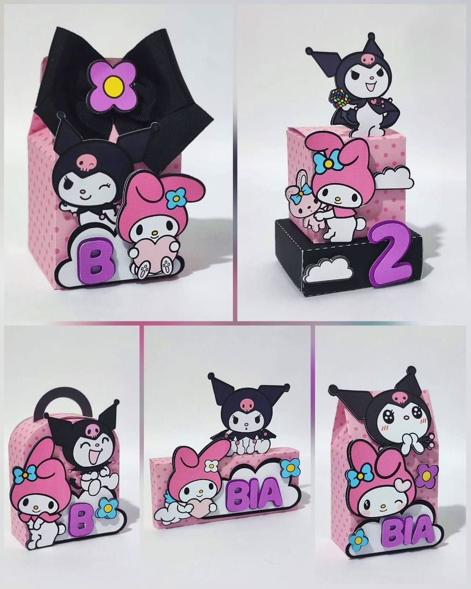 Kit Digital Festa My Melody Kuromi com arquivo Studio e PDF 1 Kit Digital Festa My Melody Kuromi com arquivo Studio e PDF