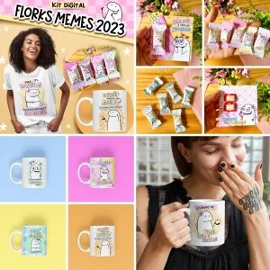 Kit Digital Florks Memes 2023 Artes P/ Mimos Personalizados