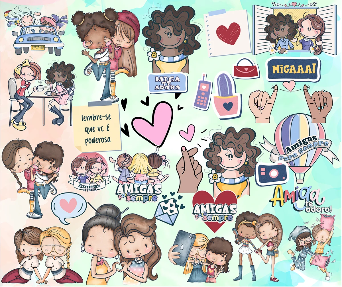 Kit Digital Frases de Amizade Png Amiga Lettering Scrapbook 3 Kit Digital Frases de Amizade Png Amiga Lettering Scrapbook