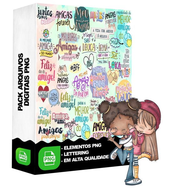 Kit Digital Frases de Amizade Png Amiga Lettering Scrapbook