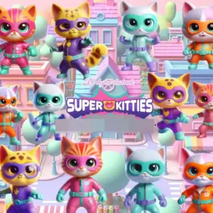 Kit Digital Gatos Super Kitties Para Cartonagem E Encapamentos