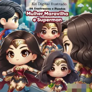 Kit Digital Herois DC Comics para Sublimacao e Scrapbooking