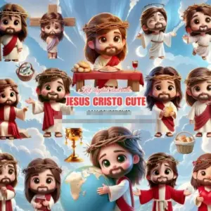Kit Digital Jesus 3d Para Scrapbooking E Papercraft