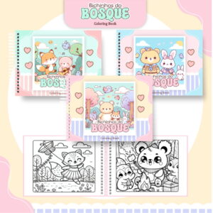 Kit Digital Livro de Colorir Bosque com 51 Páginas 16 Colorindo Book Bosque Arquivo Digital