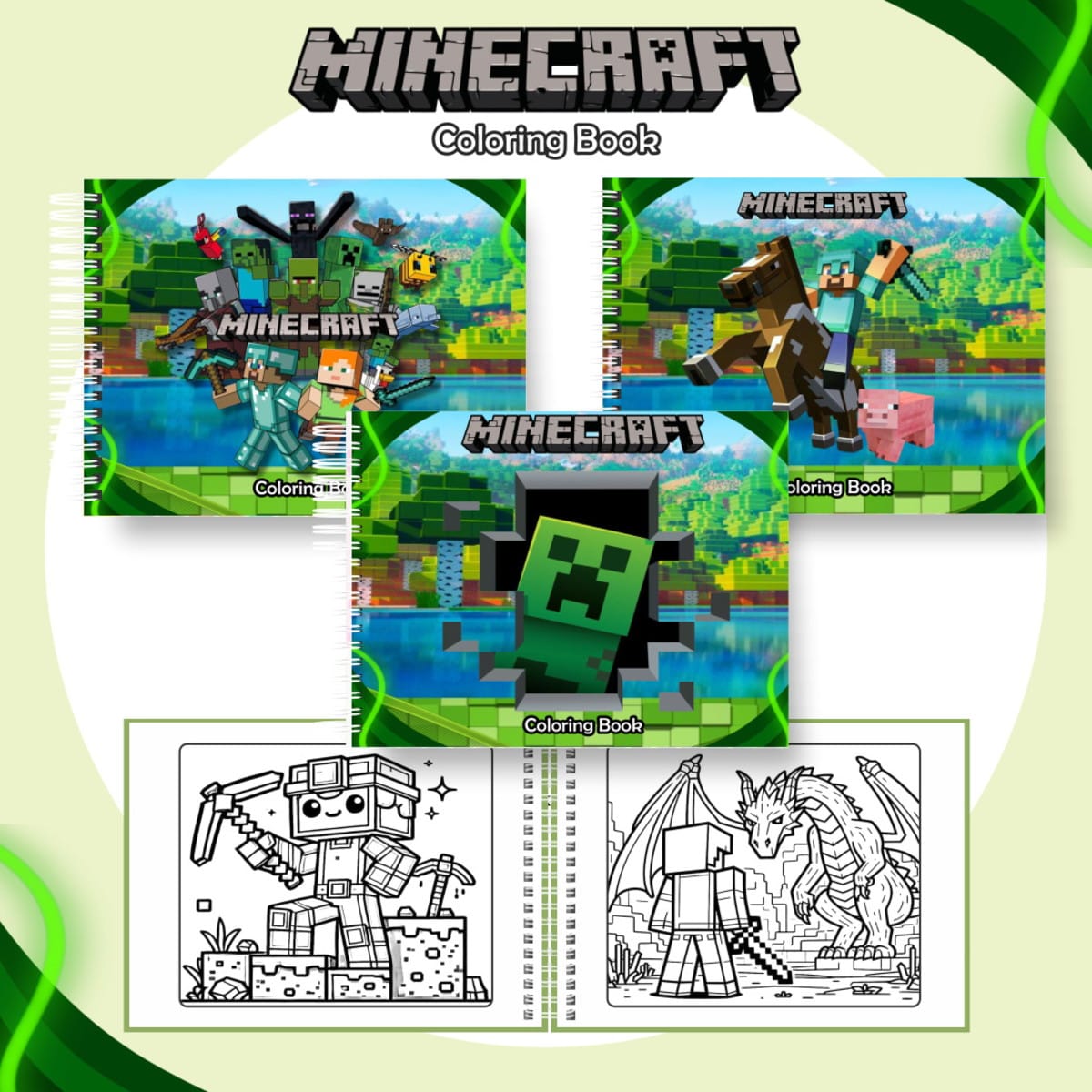 Kit Digital Livro de Colorir Minecraft para Sublimação 1 Colorindo Book Minecraft Arquivo Digital