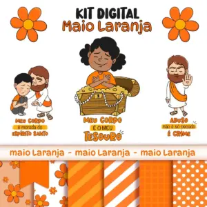 Kit Digital Maio Laranja Com Elementos Para Paper Crafts 6