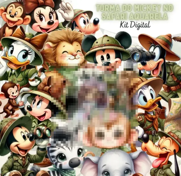 Kit Digital Mickey E Amigos Safari Png Para Scrapbooking