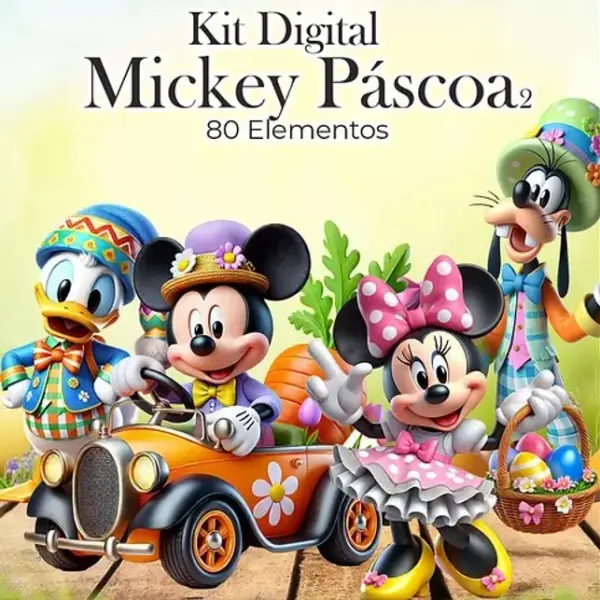 Kit Digital Mickey Easter Png Com Elementos Para Cartonagem 2