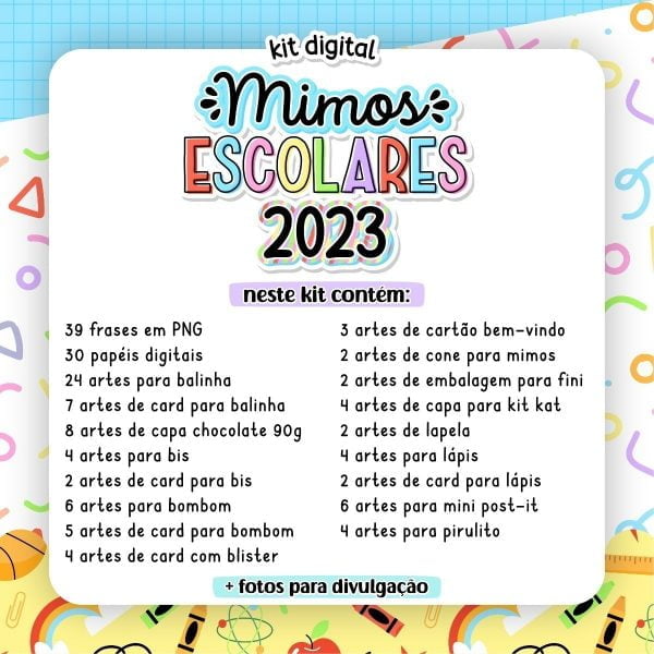 Kit Digital Mimos Escolares Arquivos Papelaria P Imprimir