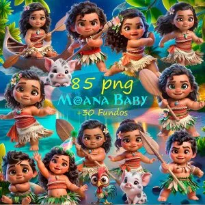 Kit Digital Moana Baby Baby Png Ilustrações 3D Fofo 17 Kit Digital Moana Baby Baby Png Ilustrações 3D Fofo