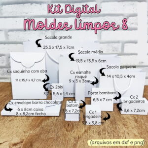 Kit Moldes de Caixa para Festa em DXF e PNG 6 Kit Digital Moldes Limpos Caixas Arquivo Digital