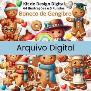 Kit Digital Natal Boneco De Gengibre Png Alta Resolucao 2