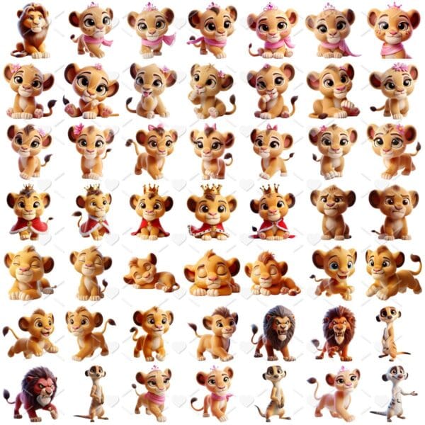 Kit Digital O Rei Leão Baby Png Ilustrações 3D Fofo